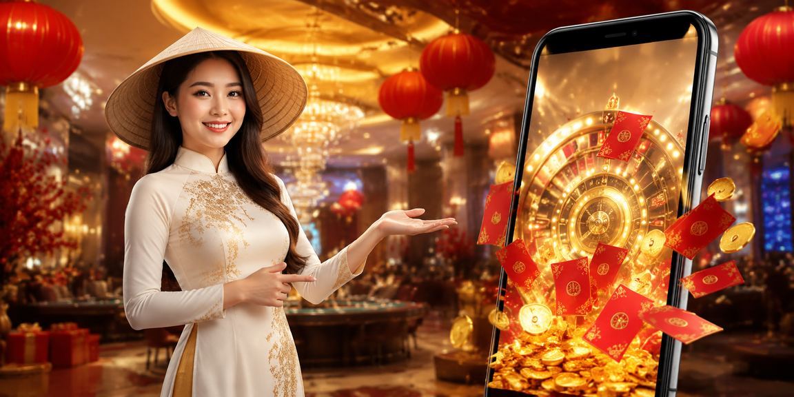 Vịnh Hạ Long với biểu tượng nón lá và phong bì đỏ may mắn
