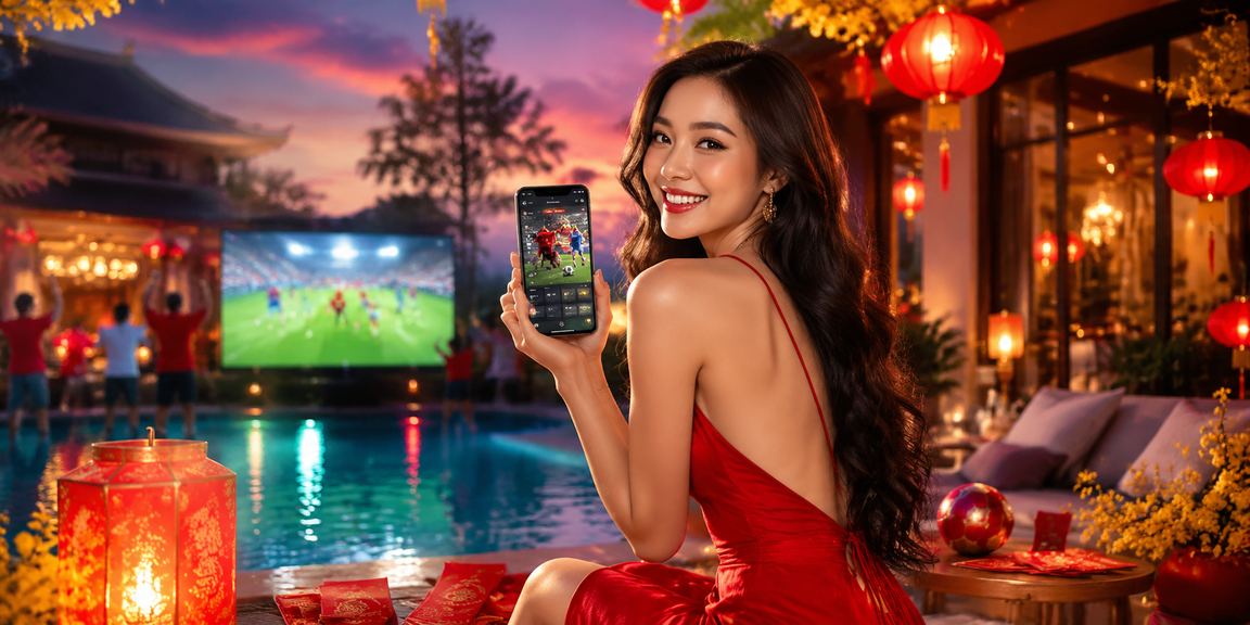 Bao lì xì đỏ và đèn lồng Huế tượng trưng cho ưu đãi chào mừng trong app